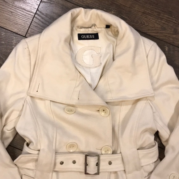 Guess Cream Winter Trench Coat - Picture 2 of 5